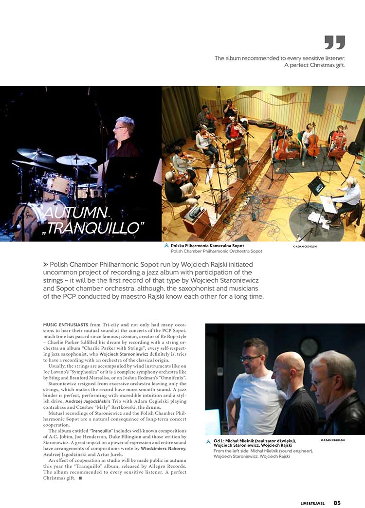 Live and Travel Magazine about the CD Tranquillo